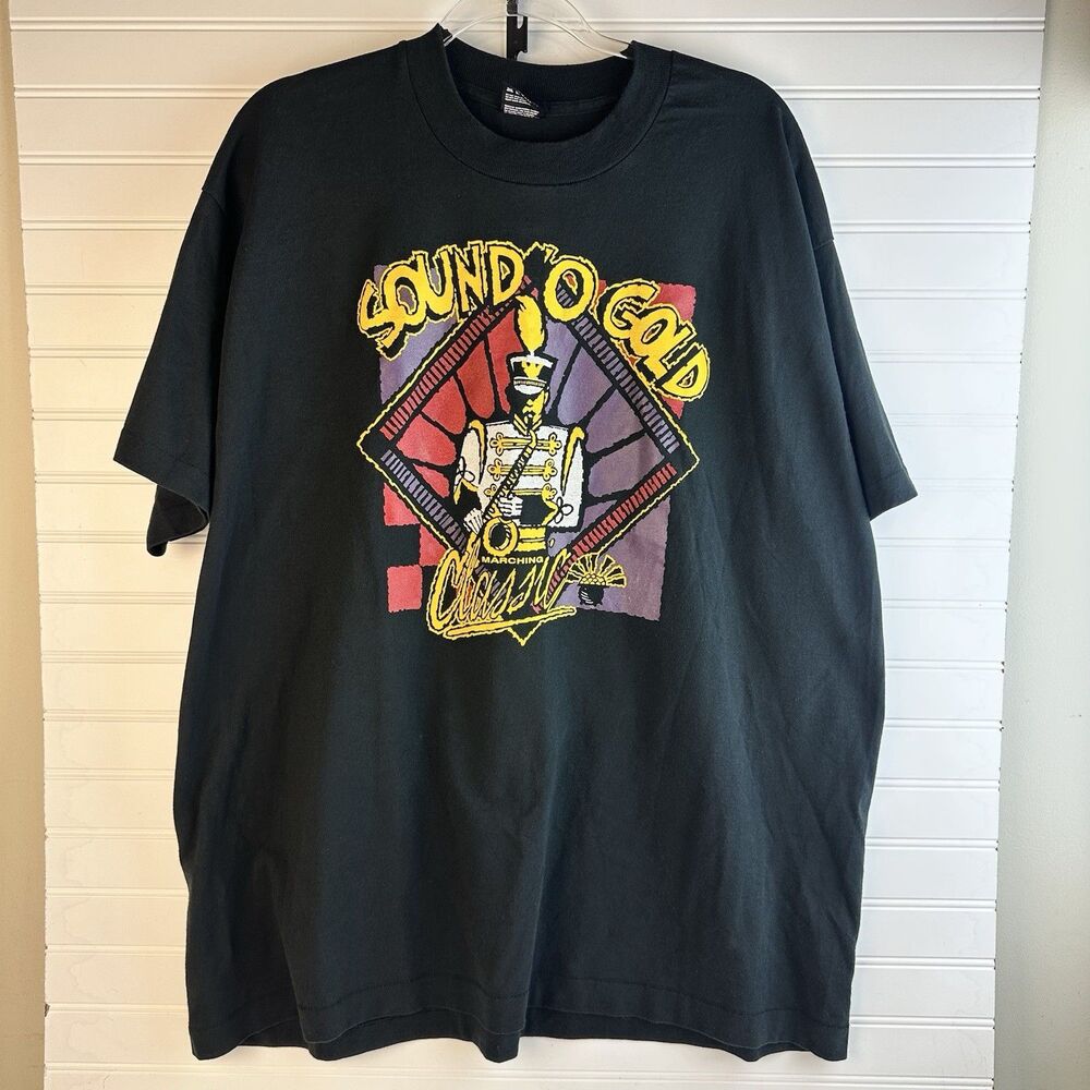 90s Single Stitch Black Tee Shirt Men’s XXXL Sound 'O Gold Marching Band Graphic